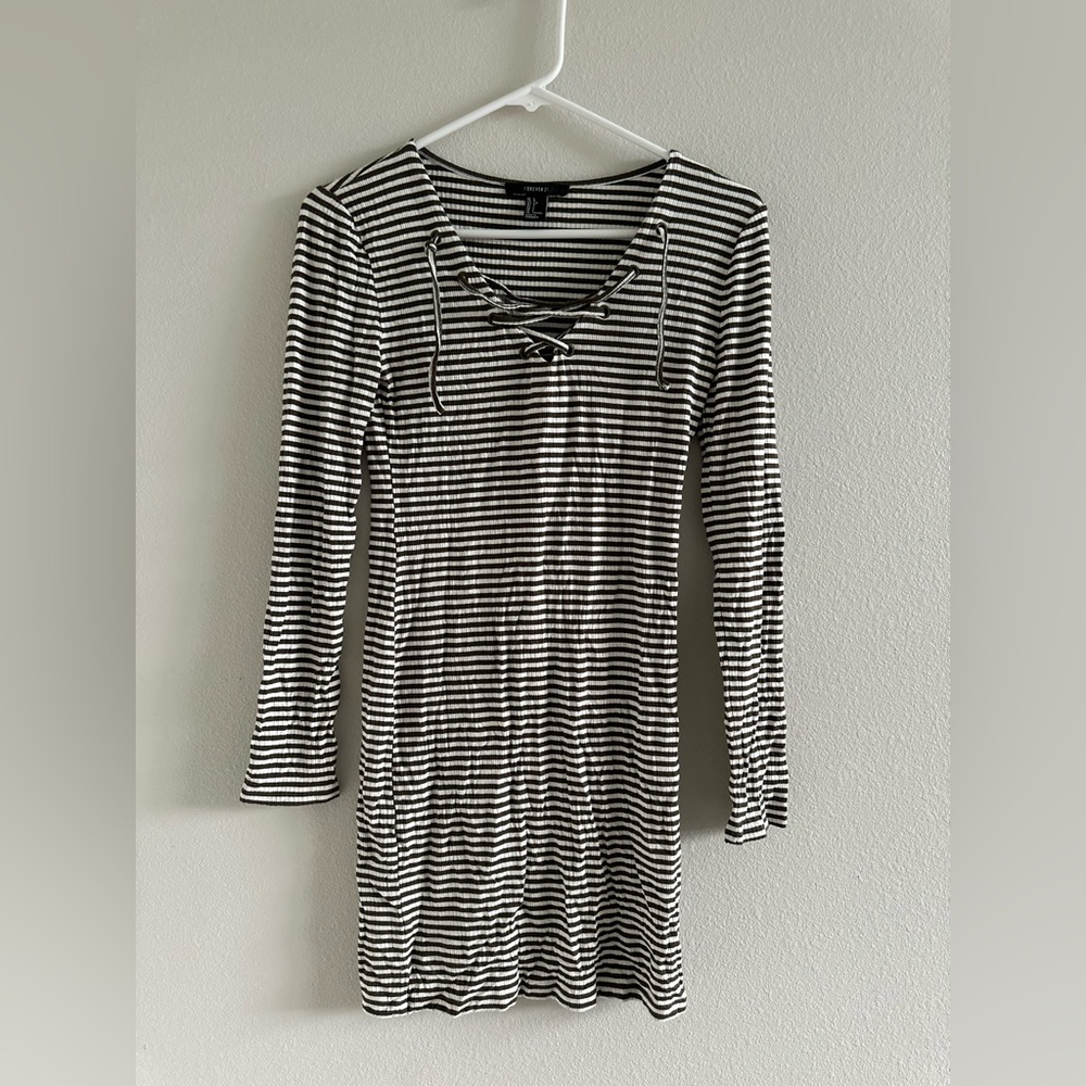 Forever 21 Striped Lace-Up Dress